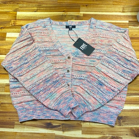 ⭐️FRYE Coral Pink Combo Knit Cardigan-NWT - Picture 2 of 5